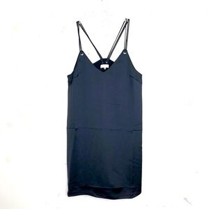SUGAR and lips black mini satin cocktail dress